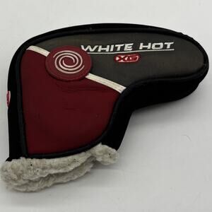 Odyssey White Hot XG Blade Putter Golf Club Headcover Black Red Fur Trim Golfing